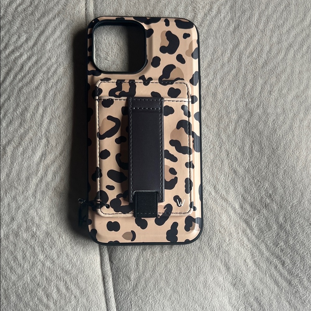 Walli iPhone 13 Pro Max Tan and Black Leopard Phone Case with detachable wallet